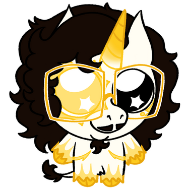Jay, a white anthro unicorn, stands and smiles cutely.
